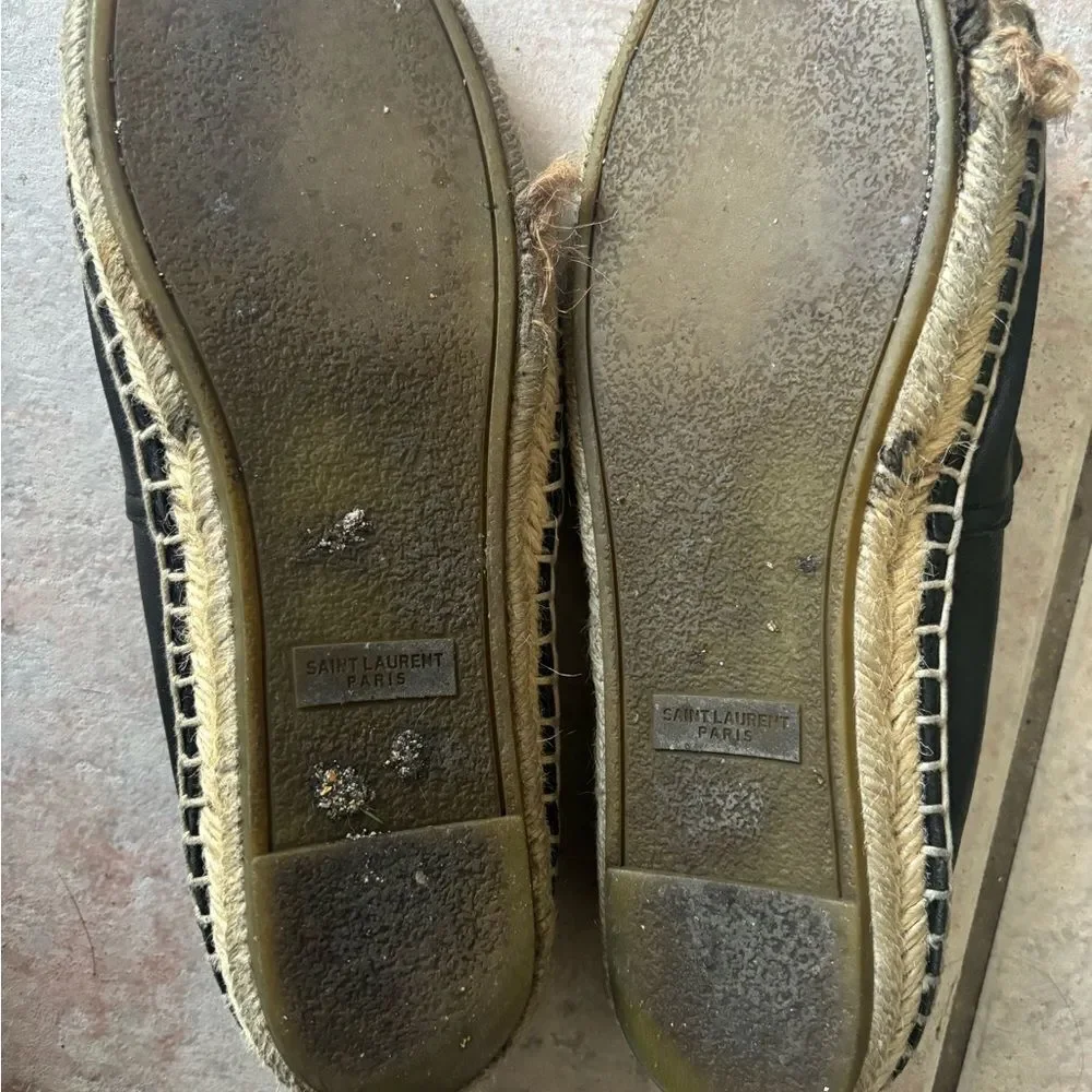 ysl logo flats SAINT LAURENT Lambskin Monogram Espadrilles wedges driving shoes